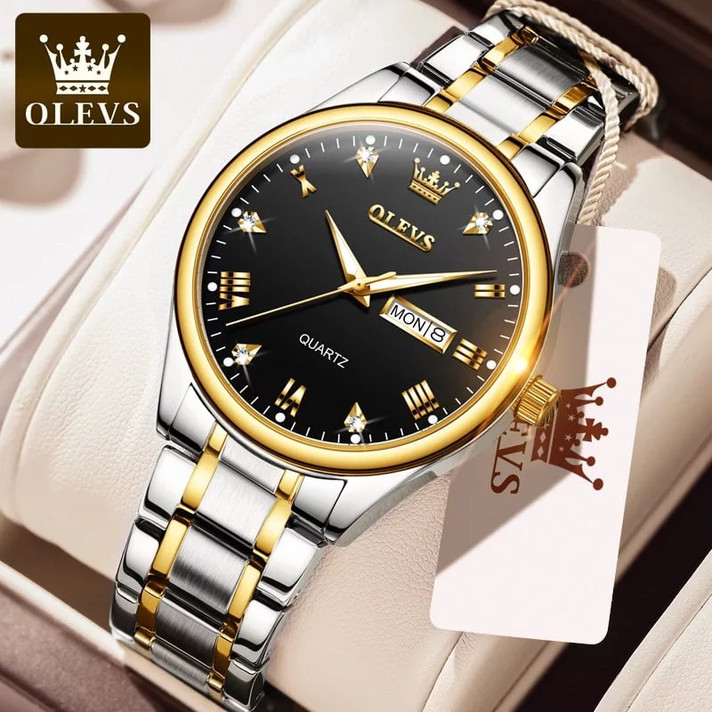 Olevs Luxury Men’s Quartz Watch(Black -White) Code : 3287