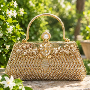 Vintage Floral Curved Bridal Evening Purse  P0332