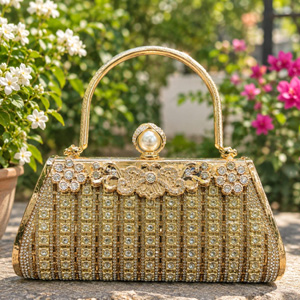 Vintage Floral Curved Bridal Evening Purse : P0331