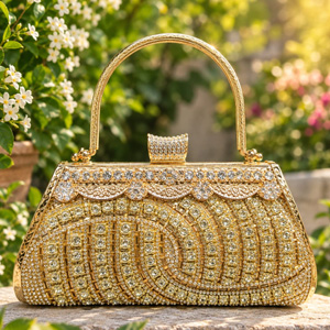 Vintage Floral Curved Bridal Evening Purse