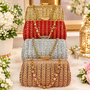 Luxury Crystal & Teardrop Stone Bridal Party Clutch P0323