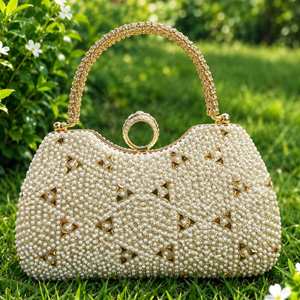 Exclusive Geometric Pearl Embellished Handbag P0319